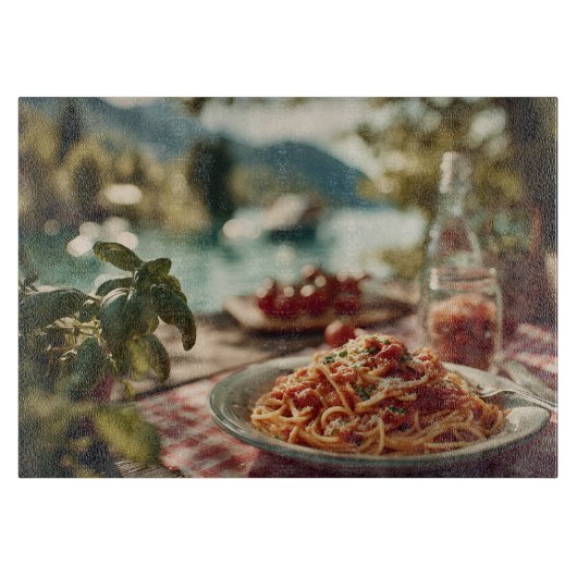 Spaghetti al Pomodoro am Lakeside Picnic Table Schneidebrett (Vorderseite)