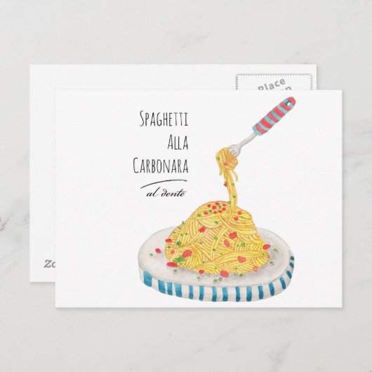 Spaghetti Alla Carbonara Postkarte (Vorne/Hinten)