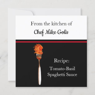 Spaghetti auf Gabel Tomatensauce Rezeptkarte