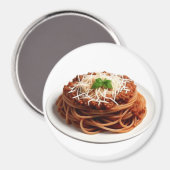 Spaghetti Bolognese mit Käse und Basilikum-Blätter Magnet (Vorderseite/Rückseite)