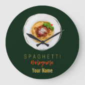 Spaghetti bolognese Nudeln Gourmet Koch Große Wanduhr (Vorderseite)