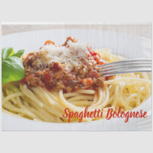 Spaghetti Bolognese Sauce Pasta mit Parmesan Seidenpapier
