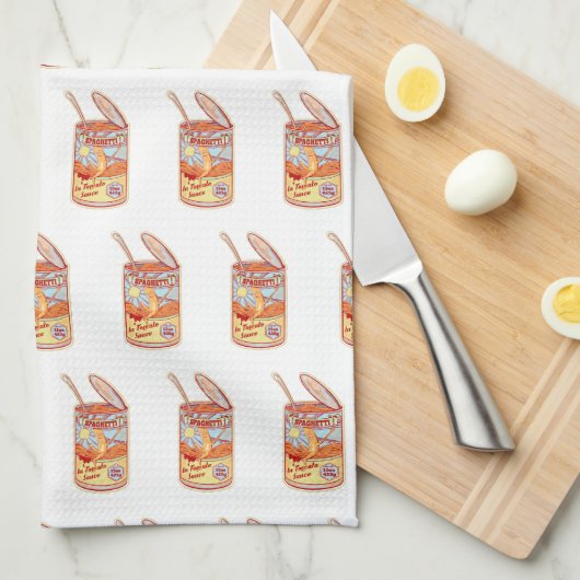 Spaghetti Can Retro Poster Geschirrtuch (Viertel Falte)