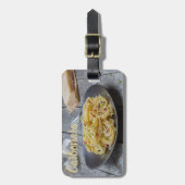 Spaghetti Carbonara Pasta mit Bacon und Parmesan Gepäckanhänger (Vorderseite vertikal)