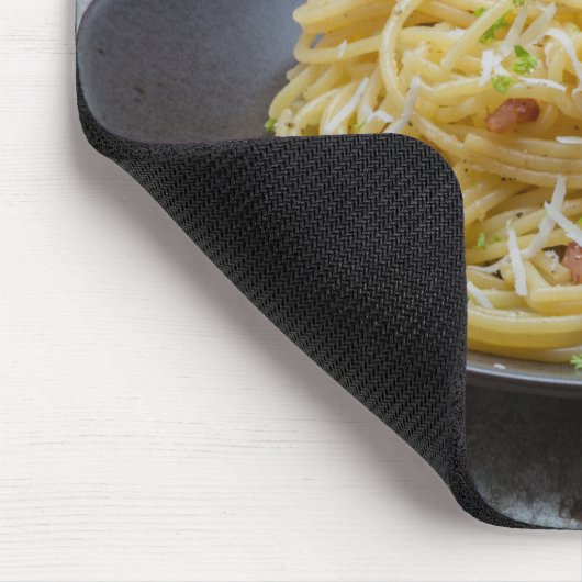 Spaghetti Carbonara Pasta mit Bacon und Parmesan Mousepad (Ecke)