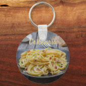 Spaghetti Carbonara Pasta mit Bacon und Parmesan Schlüsselanhänger (Vorderseite)