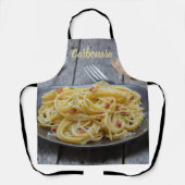 Spaghetti Carbonara Pasta mit Bacon und Parmesan Schürze (Vorderseite)