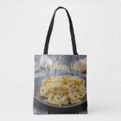 Spaghetti Carbonara Pasta mit Bacon und Parmesan Tasche (Vorderseite)