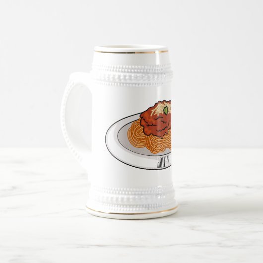 Spaghetti-Cartoon-Abbildung Bierglas (Vorderseite Links)