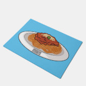 Spaghetti-Cartoon-Abbildung Fußmatte (Schrägansicht)