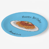 Spaghetti-Cartoon-Abbildung Pappteller (Schrägansicht)