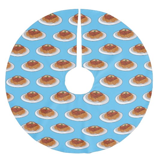 Spaghetti-Cartoon-Abbildung Polyester Weihnachtsbaumdecke (Vorderseite)