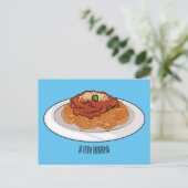 Spaghetti-Cartoon-Abbildung Postkarte (Stehend Vorderseite)