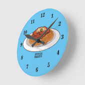 Spaghetti-Cartoon-Abbildung Runde Wanduhr (Winkel)