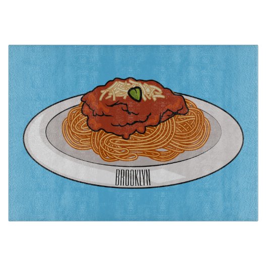 Spaghetti-Cartoon-Abbildung Schneidebrett (Vorderseite)