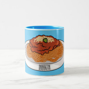 Spaghetti-Cartoon-Abbildung Zweifarbige Tasse