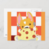 Spaghetti Dinner Corgi Postkarte (Vorne/Hinten)