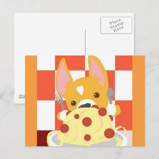 Spaghetti Dinner Corgi Postkarte (Vorne/Hinten)