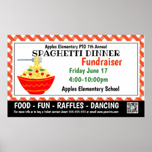 Spaghetti Dinner Fundraiser PTO PTA Kirche Banner Poster