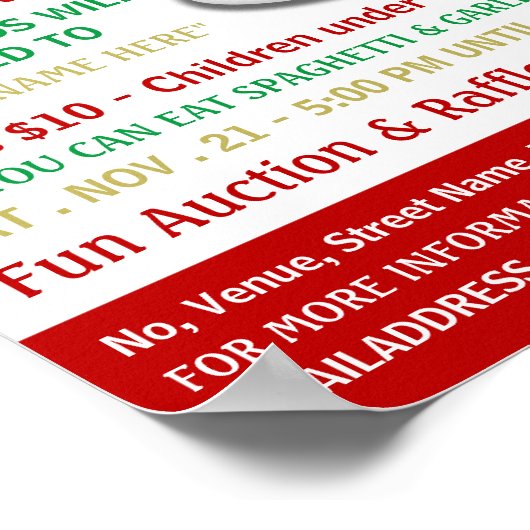 Spaghetti Dinner Fundraiser Veranstaltung Poster (Ecke)