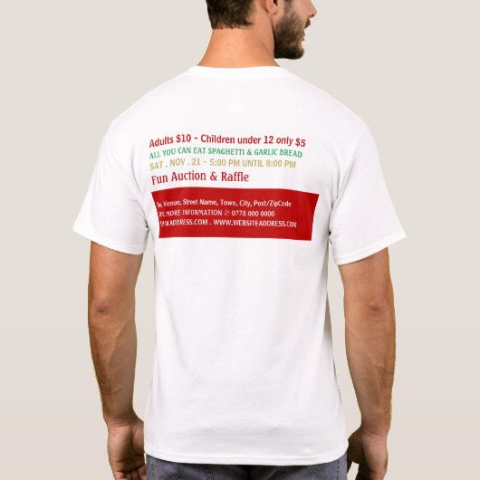 Spaghetti Dinner Fundraiser Veranstaltung T-Shirt (Rückseite)