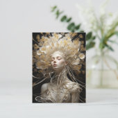 Spaghetti Floral Frau Postkarte (Stehend Vorderseite)