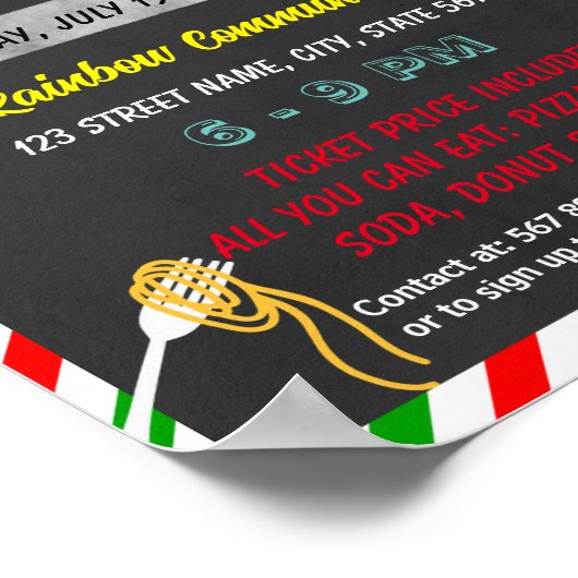 Spaghetti-Fundraiser-Event-Template Poster (Ecke)