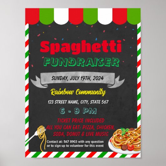 Spaghetti-Fundraiser-Event-Template Poster (Vorne)
