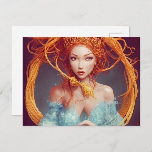 Spaghetti Goddess Postkarte (Vorne/Hinten)