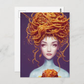 Spaghetti Hair Woman Postkarte (Vorne/Hinten)