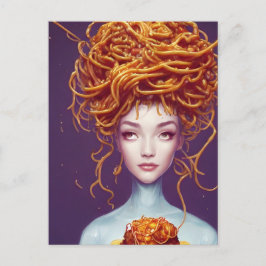 Spaghetti Hair Woman Postkarte