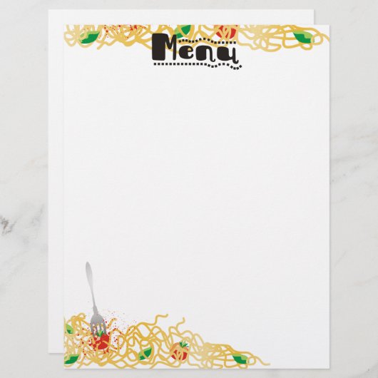 Spaghetti italienische Pasta-Dinner-Menü Kopfende (Vorne/Hinten)