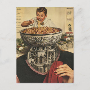 Spaghetti-Junge-Collage Postkarte