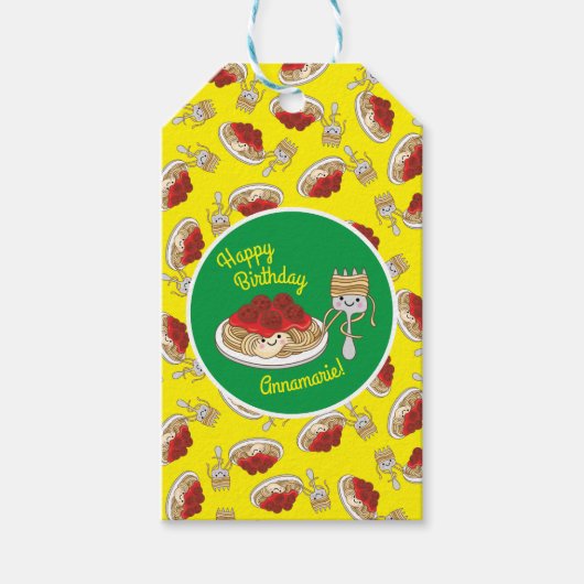 Spaghetti Kindergeburtstag Party Meatballs Geschenkanhänger (Vorderseite)