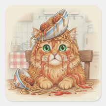 Spaghetti Kitty, Orange, Aufkleber