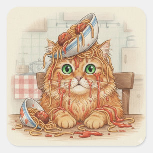Spaghetti Kitty, Orange, Aufkleber