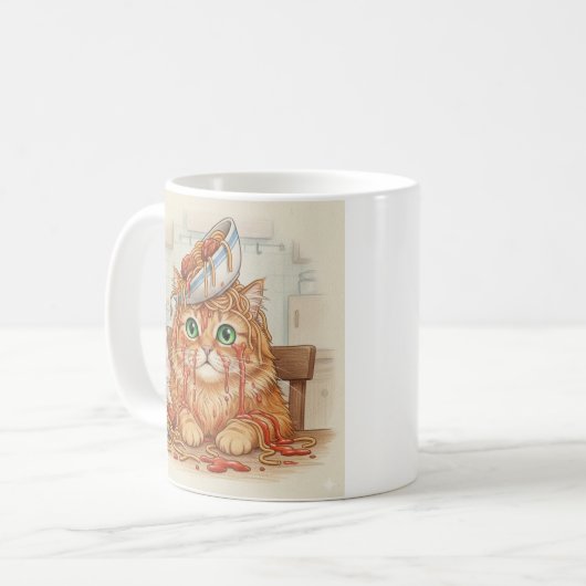 Spaghetti Kitty, Orange, Coffee Mug Kaffeetasse (Vorderseite Links)