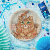 Spaghetti-Kitty, Orange, Pappteller (Party)