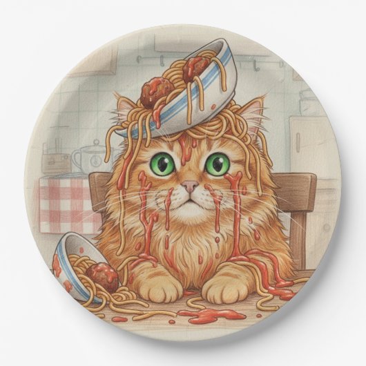 Spaghetti-Kitty, Orange, Pappteller (Vorderseite)