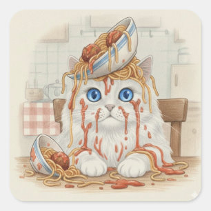 Spaghetti Kitty, Weiß, Aufkleber