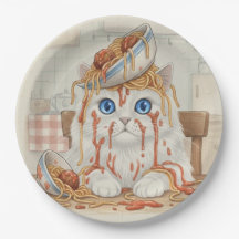 Spaghetti Kitty, Weiß, Pappteller