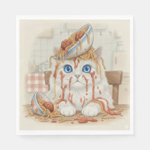 Spaghetti-Kitty, Weiß, Servietten
