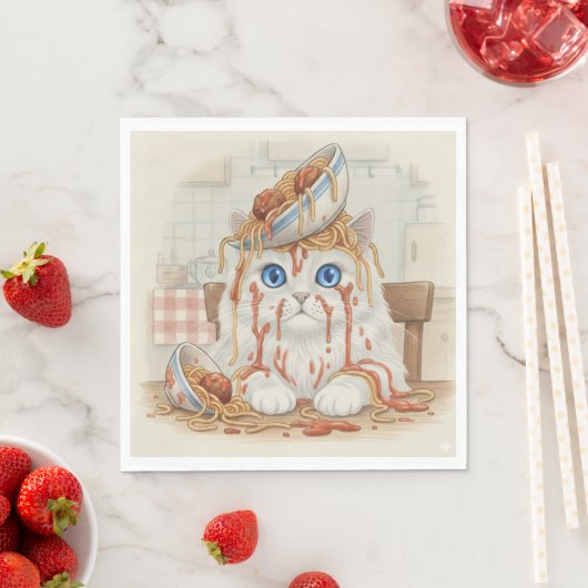 Spaghetti Kitty, White, Napkins Serviette (Beispiel)
