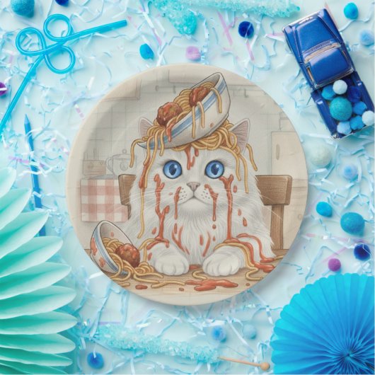 Spaghetti Kitty, White, Paper Plates Pappteller (Party)