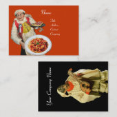 SPAGHETTI & MANDOLIN ITALIENISCHE KÜCHE, Orange Visitenkarte (Vorne/Hinten)