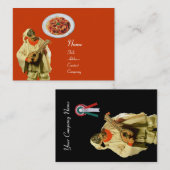 SPAGHETTI & MANDOLIN ITALIENISCHE KÜCHE, schwarz-o Visitenkarte (Vorne/Hinten)