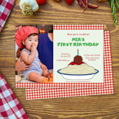 Spaghetti & Meatballs Einladung zum 1. Geburtstag