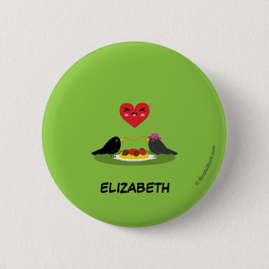 Spaghetti Meatballs Romantisches Datum | Name hinz Button (Vorderseite)