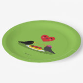 Spaghetti Meatballs Romantisches Datum Pappteller (Schrägansicht)