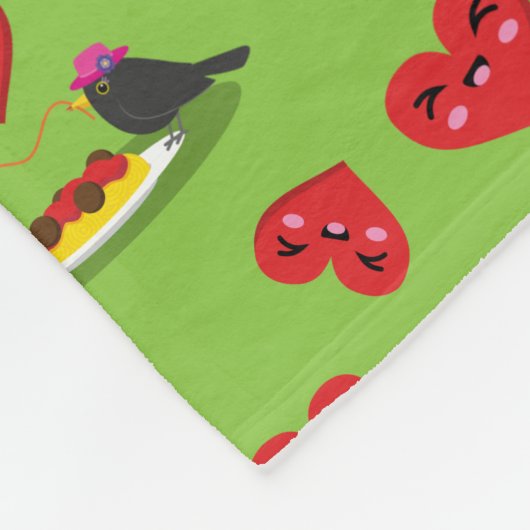 Spaghetti Meatballs Romantisches Datumsmuster Fleecedecke (Ecke)